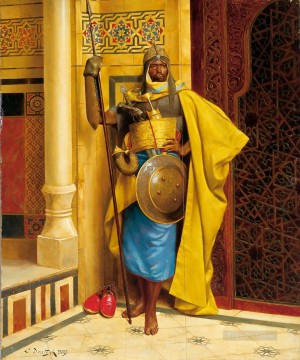 The Nubian Palace Guard Ludwig Deutsch Orientalism Araber Oil Paintings